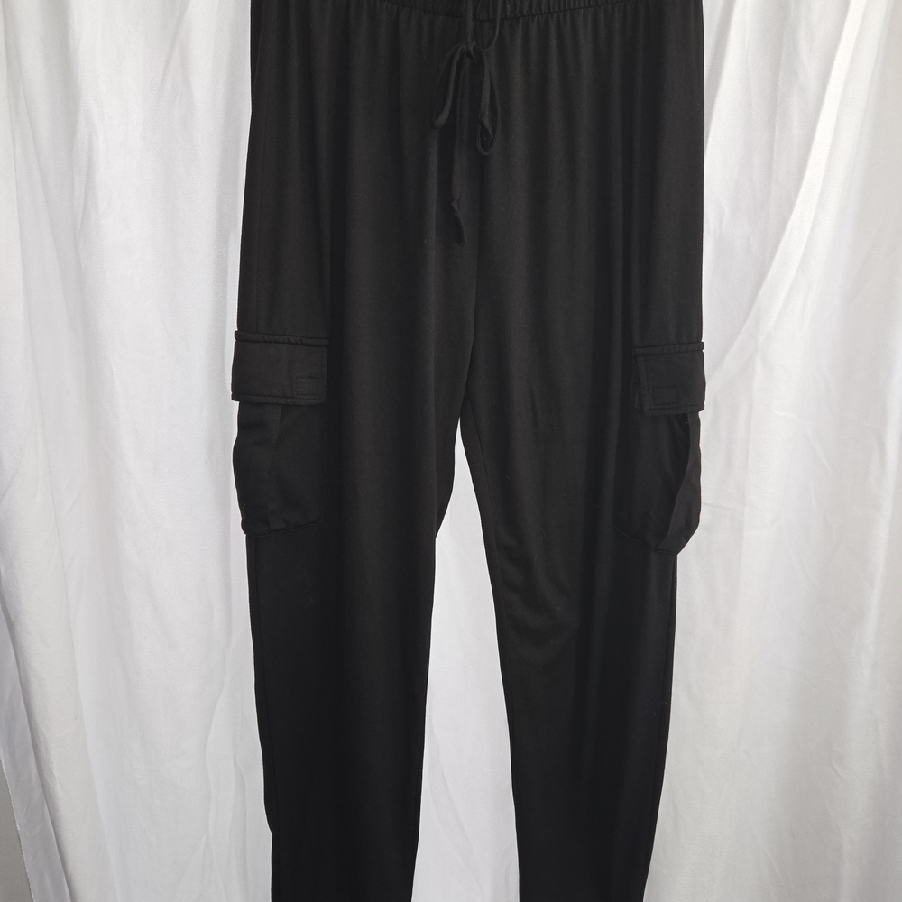 Fashion Nova Women's Black Cargo Joggers with Drawstring Waist